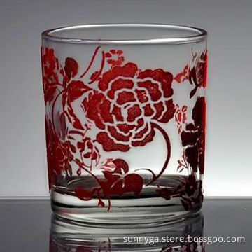 Flocking Glass Candle Holder, 73mm Top, 68mm Bottom and 80mm Height